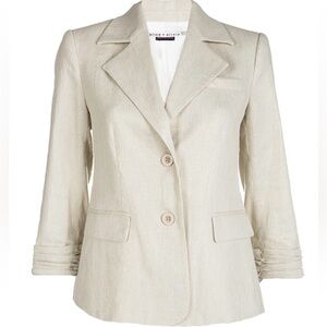 Alice + Olivia Metallic Beige Linen Blazer Size Small